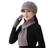 Old Lady Rabbit Fur Warm Knitted Hat Female Mother Plus Fleece Basin Hat Grandma Wind and Cold Scarf Glove Hat