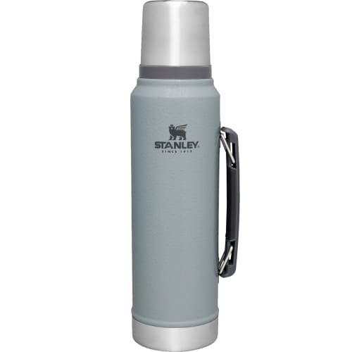 STANLEY Classic Vacuum Bottle, 1L, Hammertone Sky Gray, Insulated, Hot & Cold, Stainless Steel Water Bottle, Recycled Stainless Steel, Outdoor, Gift,