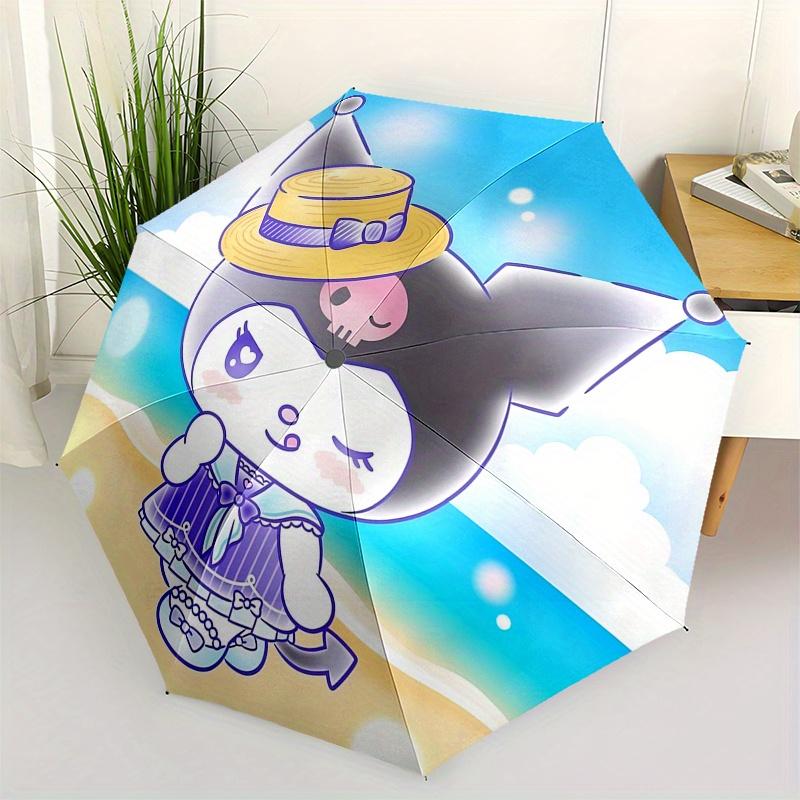 

Kuromi, Beach Automatic Opening and Closing Parasol Compact Travel umbrella with 8 Ribs for Women and Men Ideal Birthday/Christmas Gift, Out