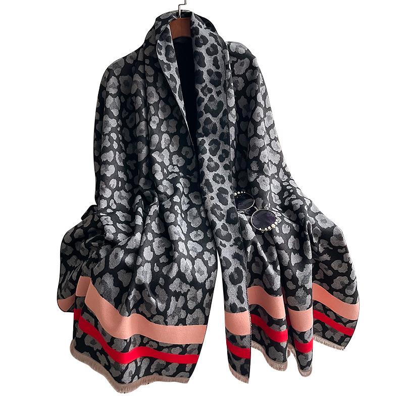 Herbst Und Winter Leopardenmuster Selbstbewusste Damen Imitation Kaschmir Langer Verdickter Warmer Schal Klimaanlagen Schal Schal
