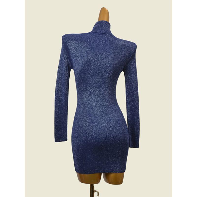 Trade Original Order Turtleneck Bottoming Dress Gold and Silver Silk Slim Fit High Elastic Autumn and Winter Inner Wear Long Sleeve Knitted Hip Skirt