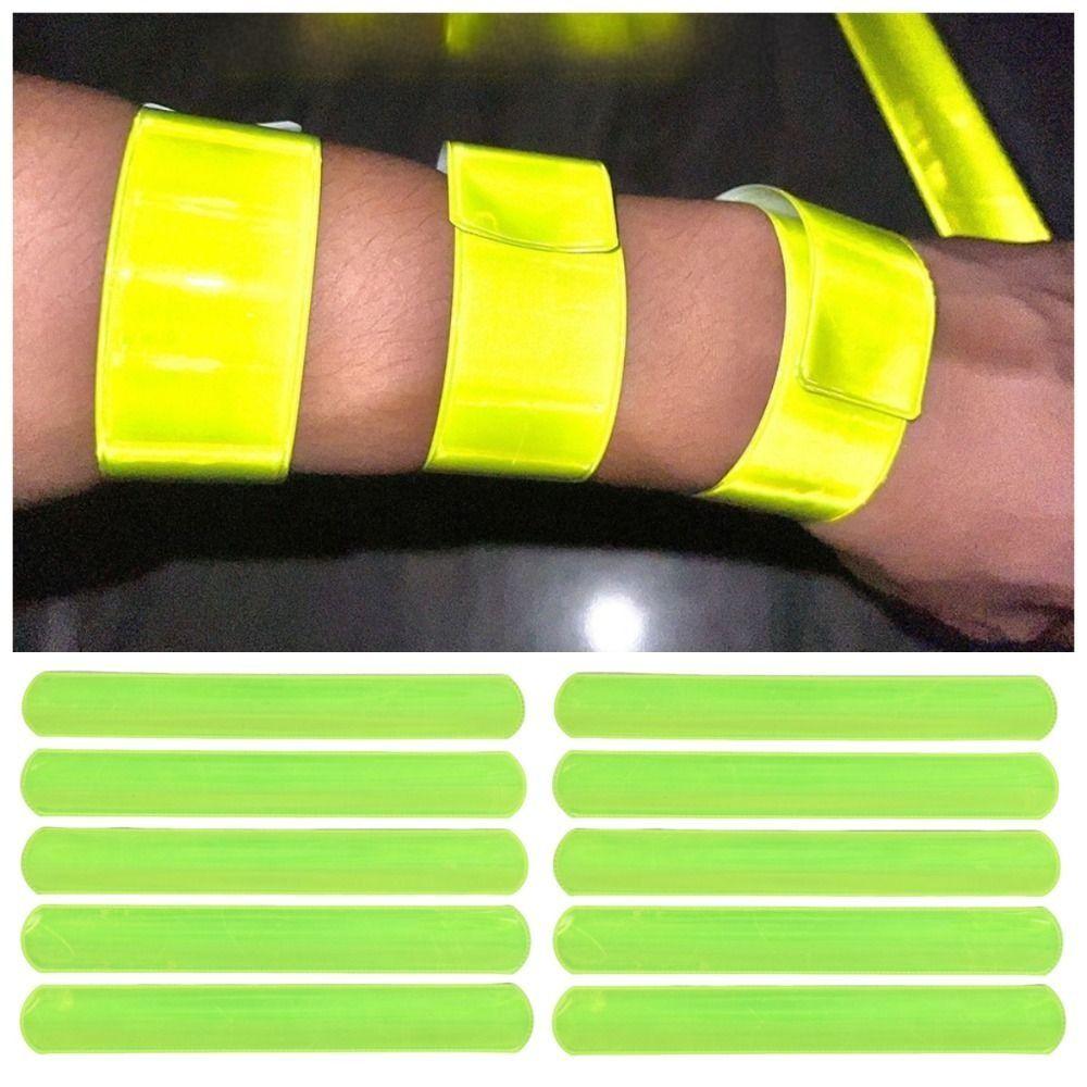

20Pcs Warning Reflective Slap Bracelet Green Ankle Leg Strap Night Jogging 20Pcs 22cm
