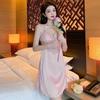 Sexy Suspender Nightgown New Female Xia Chunyi Wind Ice Silk Backless Hollowed-out Erotic Underwear Pajamas Two-piece Set