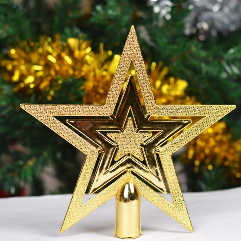 20cm Christmas Tree Top Star Five-star Christmas Ornament Tree Top Star Golden Top Star Christmas Tree Pendant Ornaments