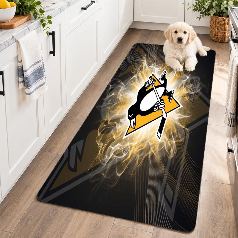 Flannel Kitchen Mat Pittsburgh Penguins Soft Area Rug Non Slip Floor Carpet Home Decoration