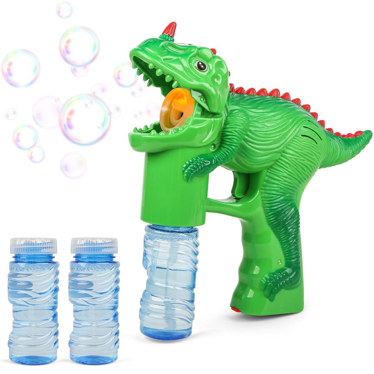 

Light-Up Dino Bubble Gun Bubble Machine Dinosaur Bubble Blower Summer Wedding Gift Birthday Party Favors Bubbles for Kids