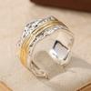 Vintage Two Color Wide Women's Ring Hang Carving Geometry Daily Wear Party Jewelry