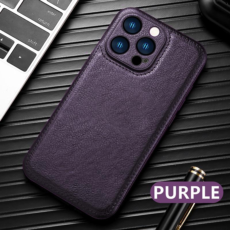 Luxury Solid Color Leather Bumper Soft Phone Case For iPhone 16 Pro Max 14 11 12 13 15 Pro Max Camera Lens Protection Back Cover
