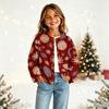 Cardigan Natalizio con Bottoni e Stampa Natalizia per Bambina, per Outfit Festivi e Uso Quotidiano