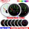 ZMFJH 0-5Bar, 0-73PSI, 0-10Bar,0-145PSI Pointer Oil Pressure Gauge with Alarm 7 Color Backlight 52MM Oil Press Meter Car Boat