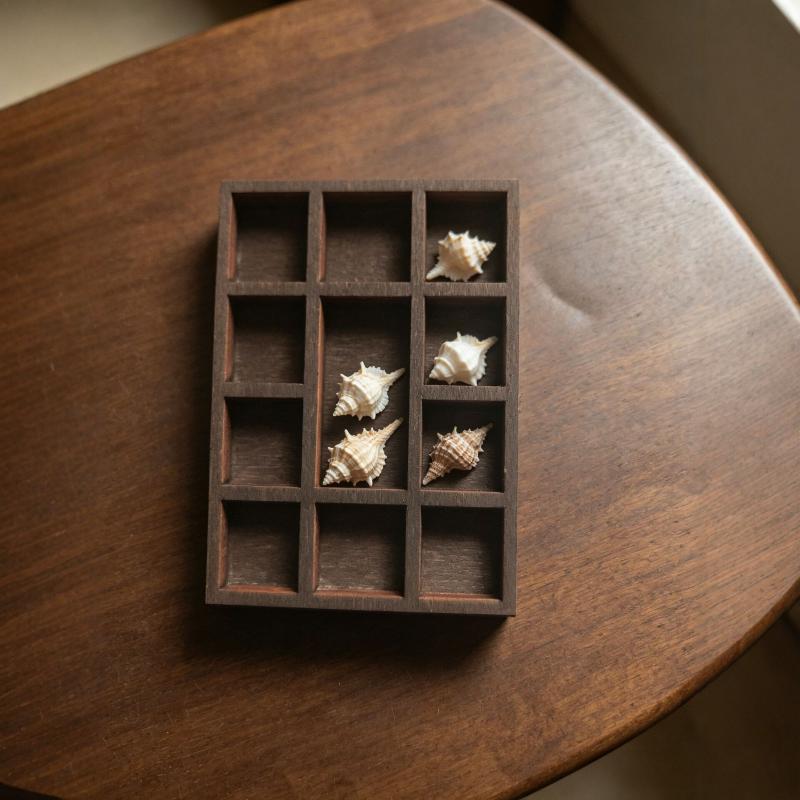 Wooden Mini Jewelry Tray 1 PCS Multi Compartments Ring Earring Trinket Organizer for Bedroom Vanity Dollhouse Decor