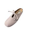 Thick heel half slippers retro evening breeze bow single shoes spring and summer design French women's shoes black loafers