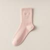 Women's Autumn and Winter Embroidered Bow Mid-calf Socks Breathable and Sweat-absorbing Long Calf Socks