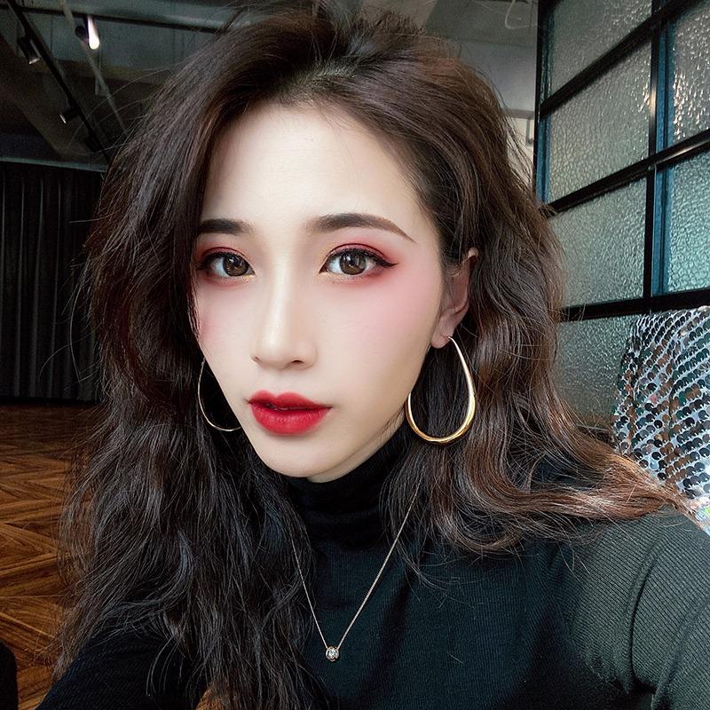 Water Drop Earrings Smooth Circle Big Hoop Earrings For Women Lady Fashion Charm High Quality Wedding Jewelry Gift