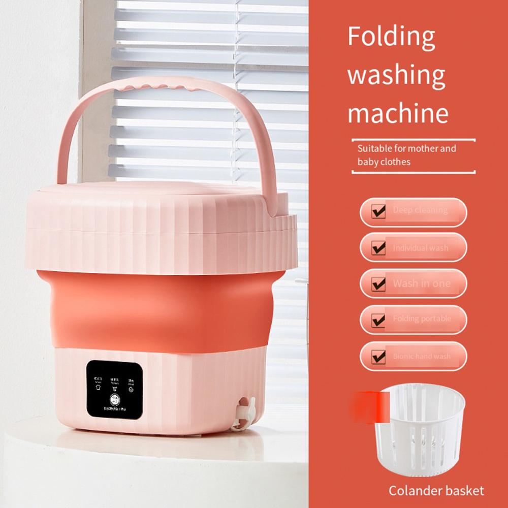 

Портативная стиральная машина, складная мини-стиральная машина для одежды, носков, нижнего белья, мини-стиральная машина, складная прачечная AU розовый