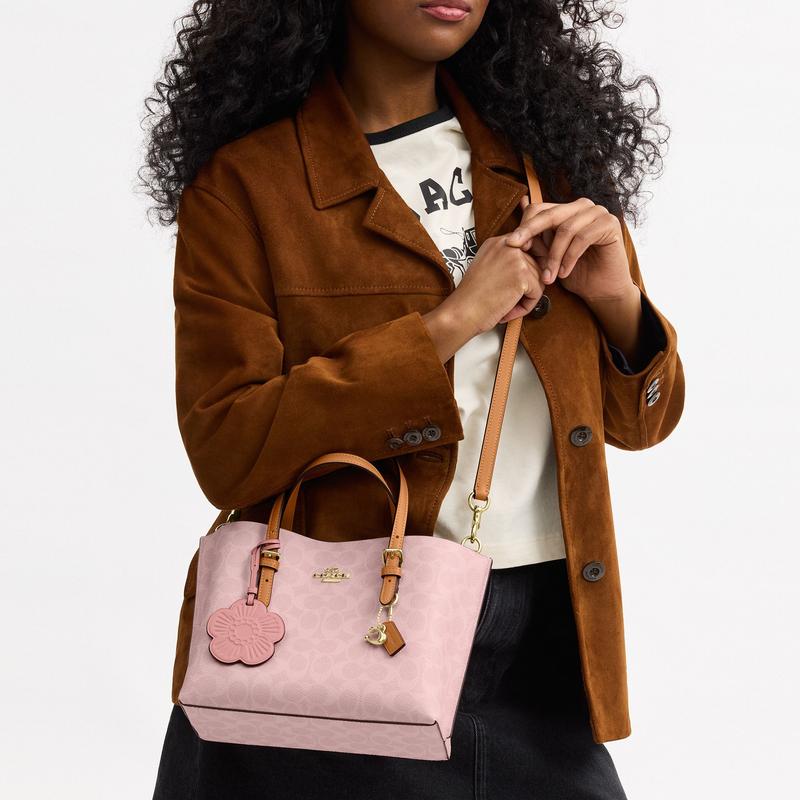 Coach Geantă de mână Exclusive de Ziua Îndrăgostiților Mollie 25 Classic Presbyopia Pandantiv Floare Detașabil Farmec cu Logo Brand Geantă Tote din Piele Artificială Umăr