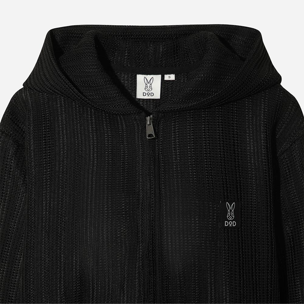 DOD Crochet Zip-Up Hoodie (Black)