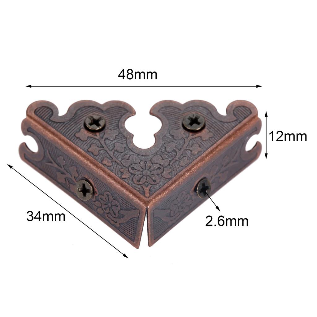 4pcs/lot Antique Alloy Triangle Corners Wooden Jewelry Box Flower Lace Edge Protector Decor Carved 34mm Bronze/Red/Gold/Silver
