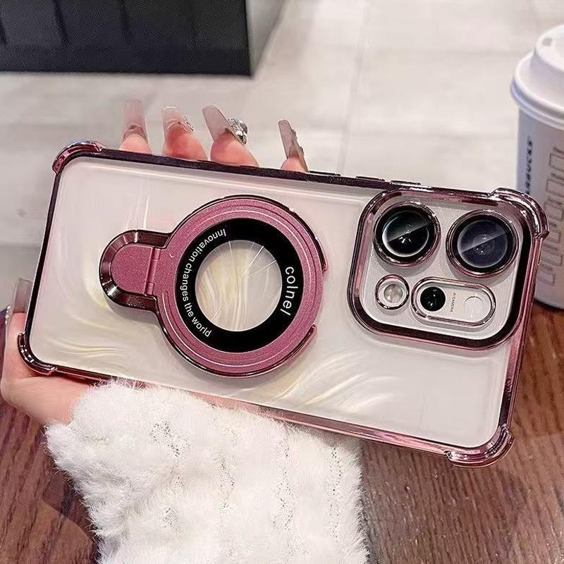 

Для Motorola Moto G86 G56 G05 G24 G34 G14 G04 G84 G54 E14 E15 Чехол Магнитный держатель Гальваническое покрытие Подушка безопасности Прозрачная Противоударная крышка Motorola Moto E15 розовый