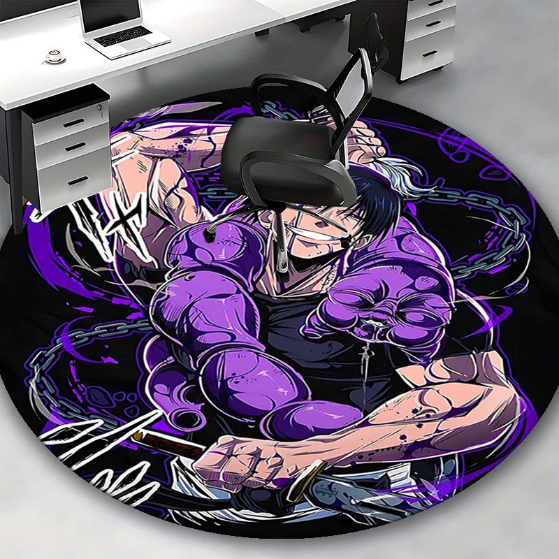 1pc My Hero Academia Shoto Todoroki Round Carpet - Anime Cartoon Design Chair Mat, Non-Slip Rug for Office, Home Decor, Living Room