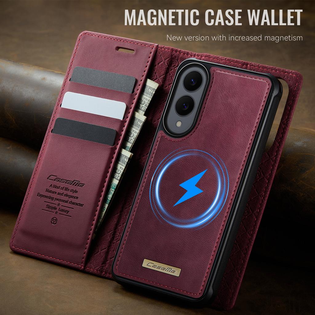 2 In 1 Magnetic Leather Case for Samsung Galaxy S25 Edge S26 Ultra S24 FE S23 Plus S22 S21 S20 5G Wireless Charging Wallet Cover