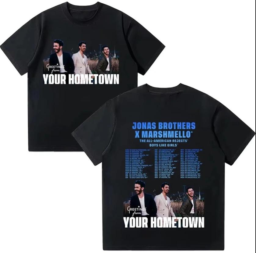 Jonas Brothers Greetings From Your Hometown Tour 2025 Tshirt size S5XL Unisex T-Shirt L