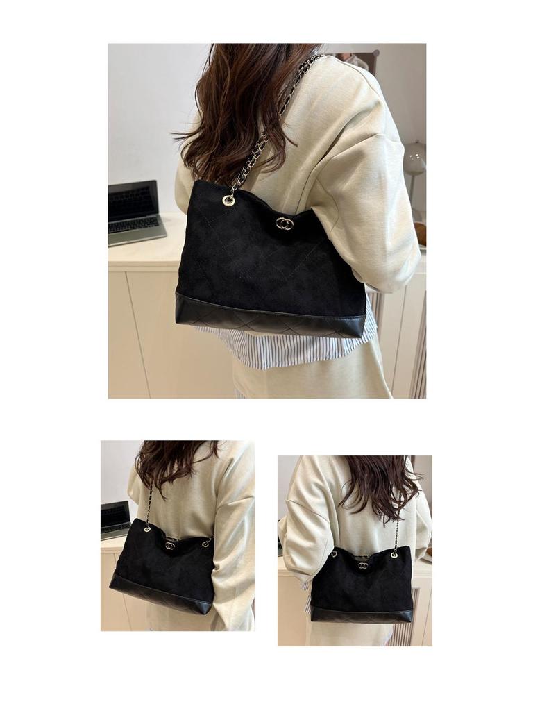 Women's Luxury Suede Diamond Chain Shoulder Bag, 2025 Trend, Large Capacity Tote