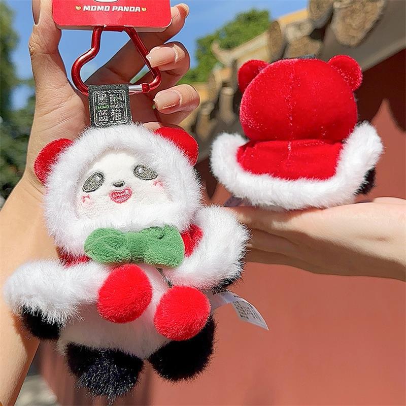Cartoon Cute Cherry Panda Plush Doll Stuffed Toy Keychain Pendant Key Charm Bag Hanging Ornaments  Accessories Kids Gifts
