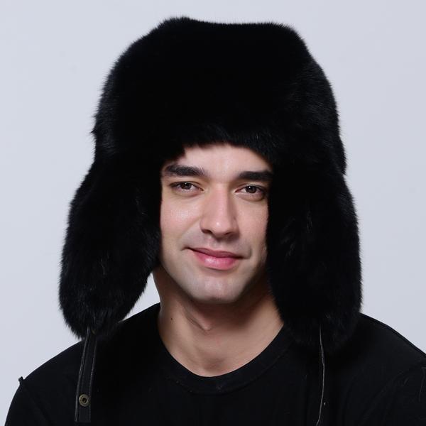 Luxury Men Hat Winter Warm Thick Bomber Fluffy Natural Fox Fur Trapper Ear Hats
