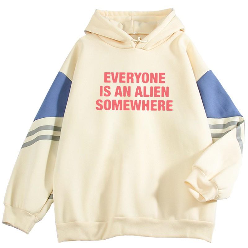 American Vintage Color Block Hoodie Loose Fit Couples Casual Streetwear Top