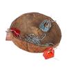 Pet Birds Toy Squirrel Coconut Shell Hanging Basket Sling with Acrylic Rings  for Parrot Hammock