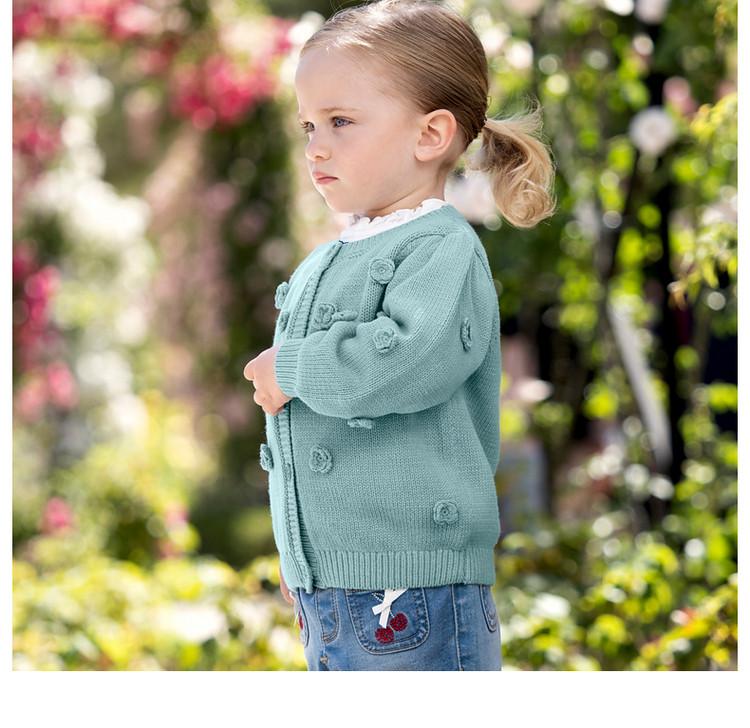 David Bella Children's Knitted Sweater Autumn Outfit Girls' Western-Style Top Medium To Large Children's Sweater Cardigan
