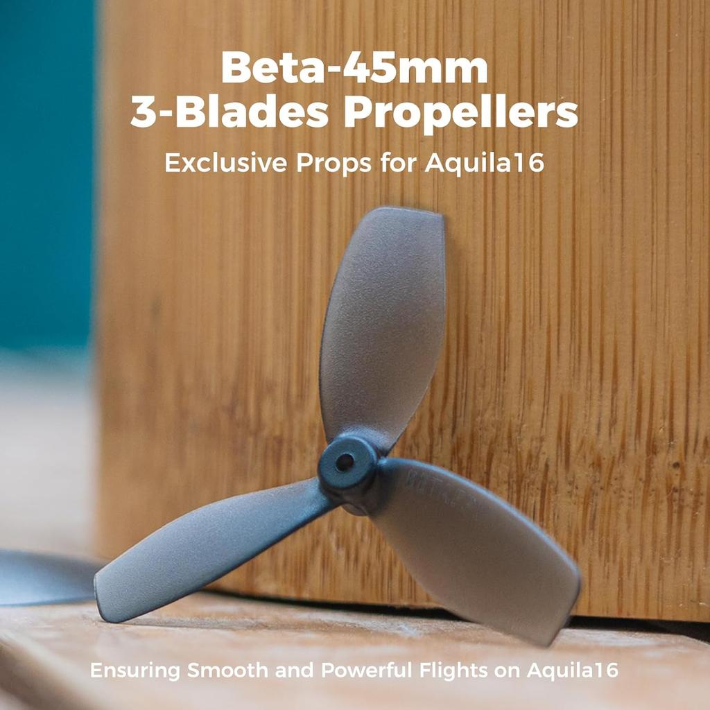 BETAFPV 16pcs 45mm 3-Blade Propeller with 1.5mm Shaft Hole Lightweight Compatible for 1102 Brushless Motor Like Aquila16 Brushless Quadcopter