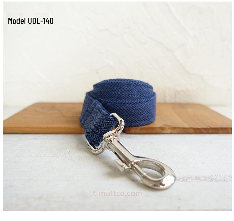 MUTTCO Dog Collar & Leash Set with Deep Blue Bow - UDC-140