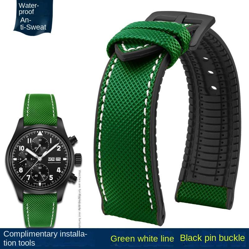 20mm 22mm 23mm 24mm Nylon Rubber Bottom Waterproof Watch Band for Longines IWC Pilot Mark 18 Seiko Omega Series Watchband Strap