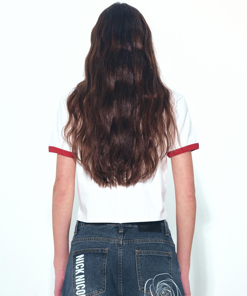 Nigaennikol Nicole Printing Ringer Crop Top_White Red