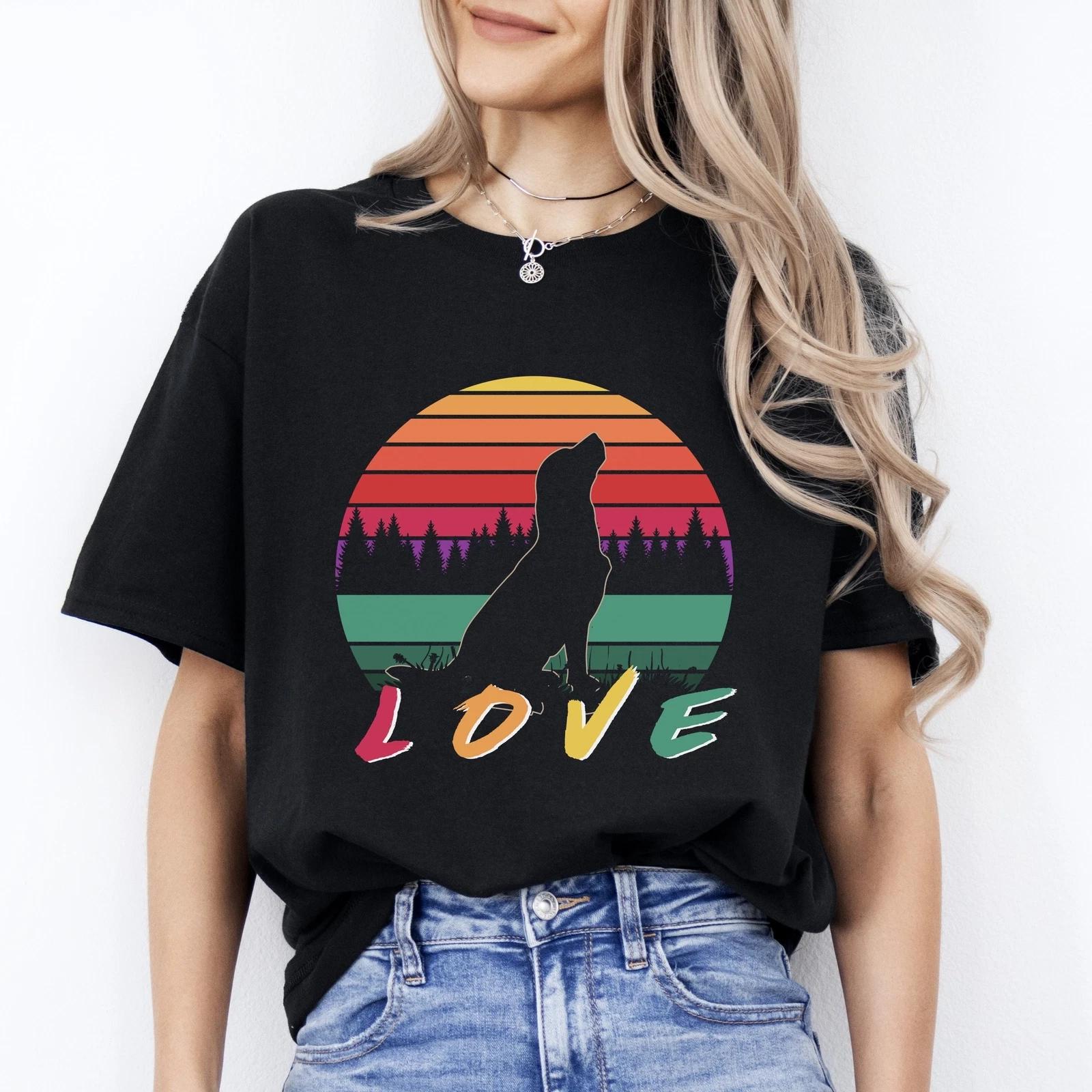 Love Golden Retriever T-Shirt gift Retro Golden Retriever Dog mama Unisex Tee Bl 4XL
