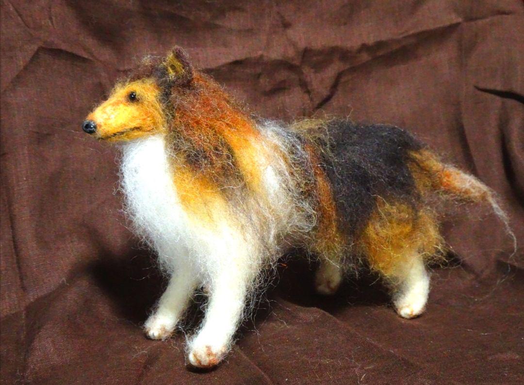 

[USED] Collie dog wool felt figure, approx. 15cm