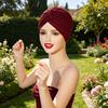 Yoga Hat with Satin Lining Hair Protection Frizz Control Soft Breathable Turban Nightcap High-Elastic Pleated Fabric Turban Hat