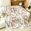 French Floral Print Pink Blanket Soft Warm And Thick Perfect For Bedroom Living Room Bed Sofa Camping Picnic Office Gift