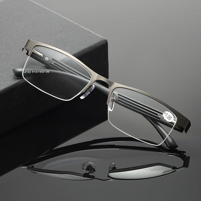 Mens Reading Glasses Designer Half Frame Metal Reader Presbyopic Glasses +1.0 1.5 2.0 2.5 3.0 3.5 4.0