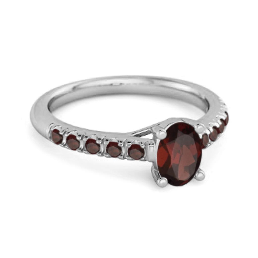 Garnet pave Band Classic Statement Ring - 925 Sterling Silver