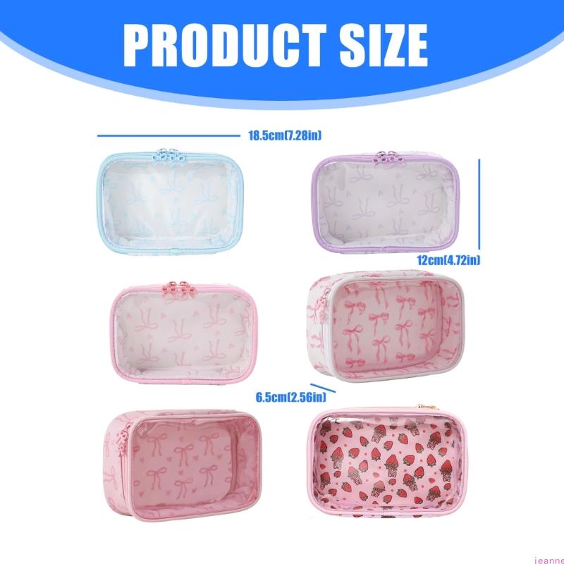 Stylish See Through Butterfly Bowknot Beauty Bag Storage Container with Bows For Organizing Skincare Products