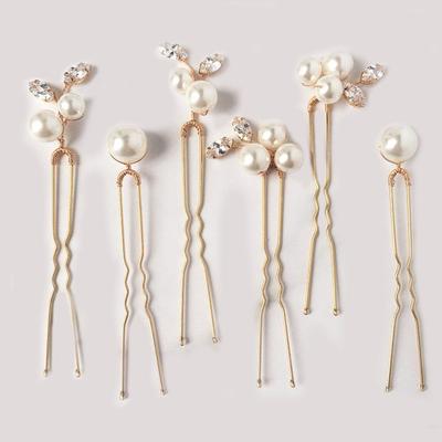 For Women Hair Accessories Headpieces Flower Headwear Hair Clips Bridal Hair Pins Pearl Rhinestone