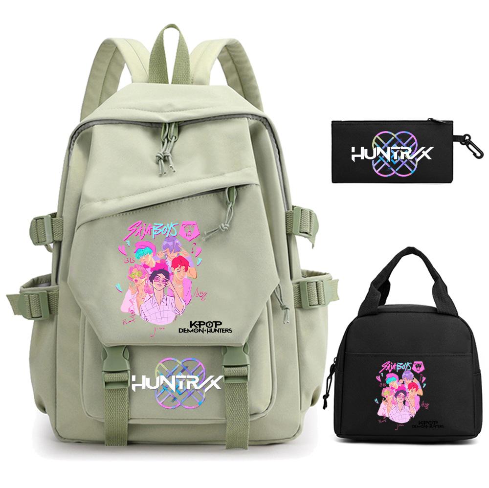3Pcs/set K-pop Demon Hunters Printed Backpack for Teenger Boy Girl Large Capacity Schoolbag Children Student Bookbag Women Waterproof Travel Bag