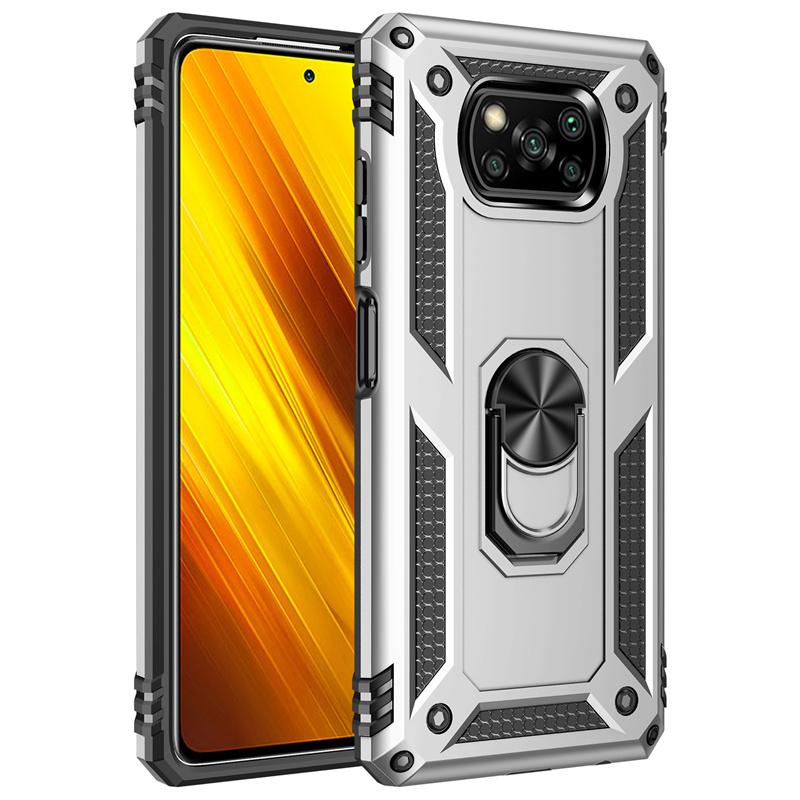 

Для Xiaomi Poco X3 Pro Чехол Armor Shockproof Coque для PocoX3 Poko Little X3 X 3 Pro NFC X3Pro Магнитное кольцо Подставка Держатель Чехол For Poco X3 Pro серебряный
