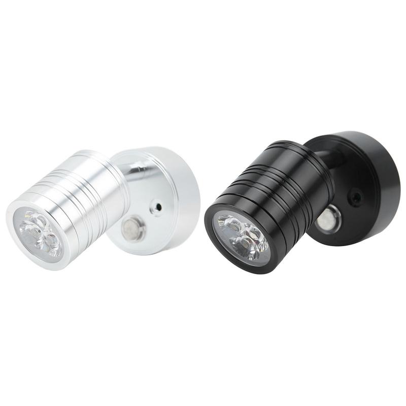 Interior Reading Spotlight LED RV Reading Light Adjustable Chrome Aluminum Alloy 90° Rotatable 10‑30V 3W for Campers