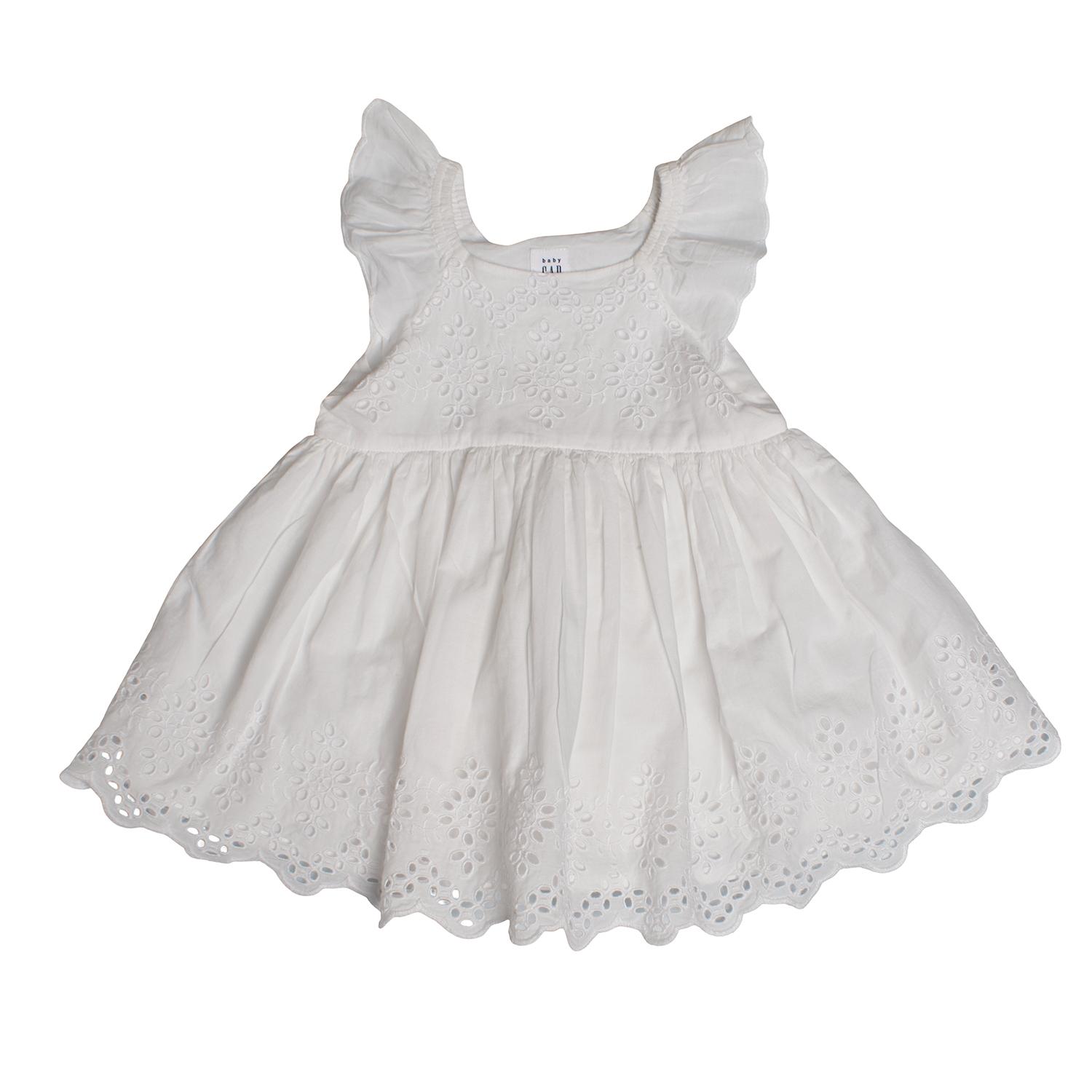 

Платье с вышивкой люверсами и подходящими трусиками 775387 для девочки 12/18 MESES белый