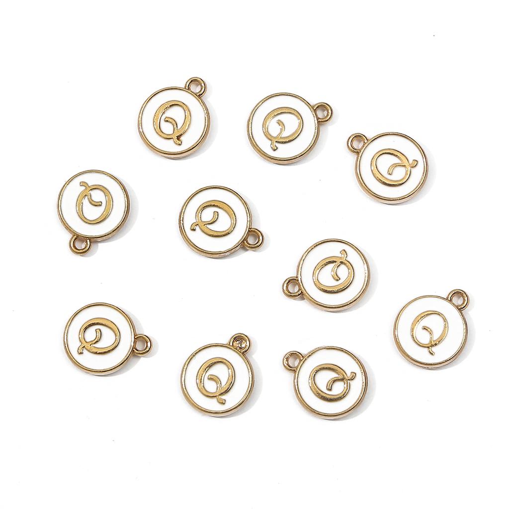 10Pcs Metal Enamel English Letters Charms Pendant For DIY Jewelry Making Necklace Bracelet Accessories