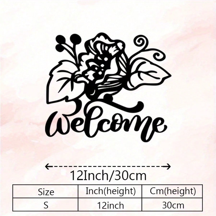 

Vintage Welcome Metal Wall Art Floral Ironwork Decor різнокольоровий